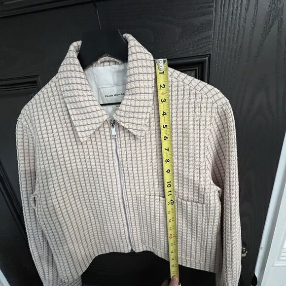 Club Monaco Women’s Tweed Crop Jacket Size M Light Pink / White - Picture 5 of 8